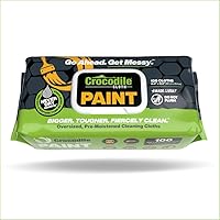 Crocodile Cloth Paint Cleaning Wipes - The Stronger Easier Way to Prep Surfaces & Clean Up Paint Drips, Ink, & Adhesive on Hands, Tables, and More - 100 Oversized, Heavy-Duty Disposable Wipes