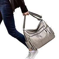 Crossbody Bag Fashion Soft PU Leather Handbag with Multi Pockets - Large Size Women Shoulder Bag Tote Bag Lopade