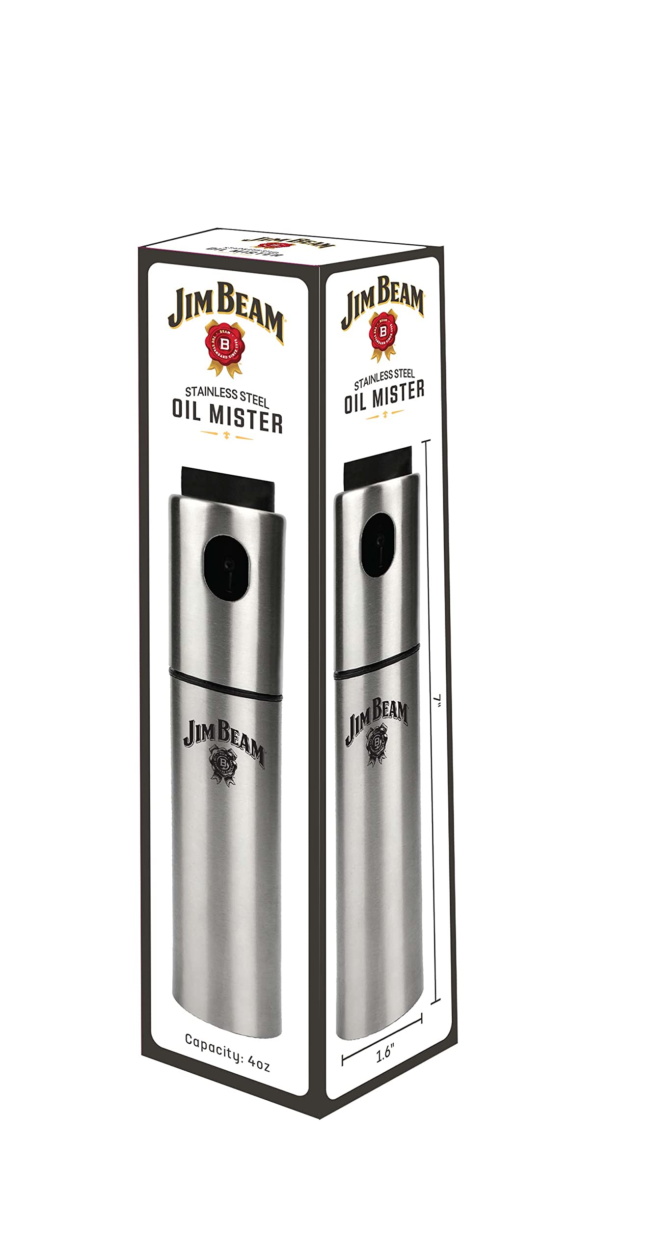 Jim Beam Stainless Steel Oil Spray Bottle, Oil Mister for Salad Making, Baking, Frying and BBQ, Kitchen Gadget Accessories