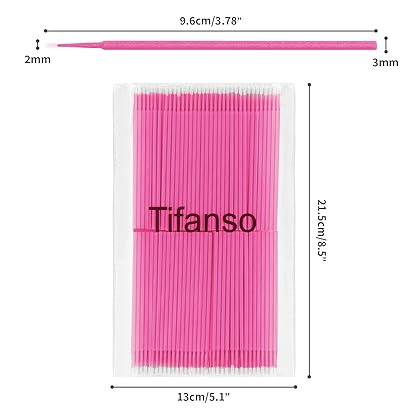 tifanso 400PCS Micro Cotton Swabs, Micro Swabs for Eyelash Extension, Disposable Micro Applicator Brush Micro Eyelash Swabs Pink(Head Diameter: 2.0mm)
