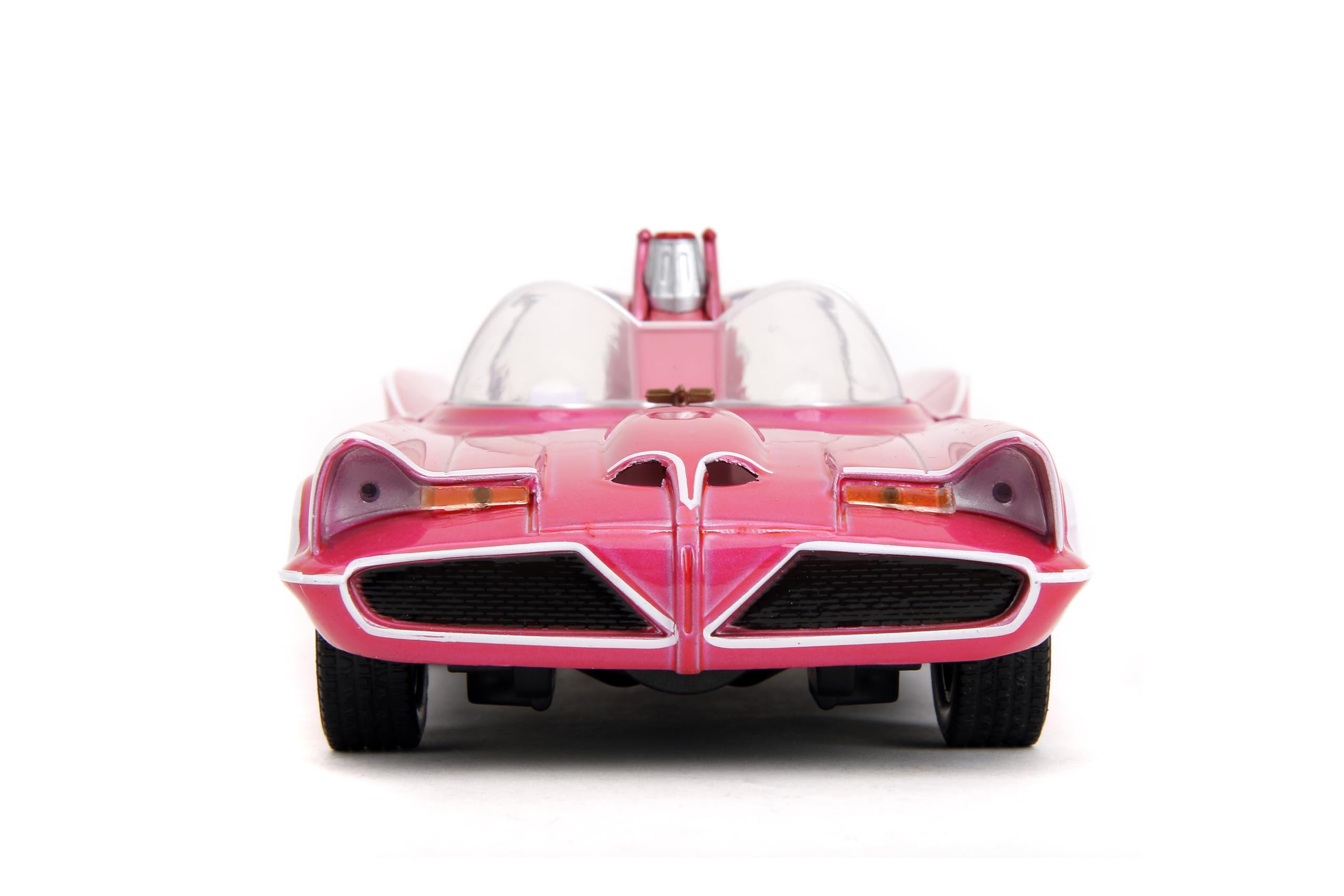 Pink Slips W7 1:24 Classic TV Series Batmobile Die-Cast Car w/Base, Toys for Kids and Adults(Pink)