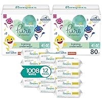 Pampers Pure Pants 4T5T (2 x 80 Count) with Sensitive Water Based Baby Wipes, 12X Pop-Top Packs (1008 Count)