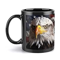 Mugs Large Porcelain Mug America Flag And Eagle Ceramic Steeping Mug with Handle Porcelain Coffee Cups Funny Mug Tea Cups with Handle for Men Women