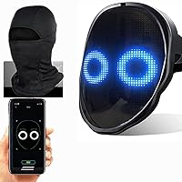 LED Face Mask with Bluetooth Programmable for Halloween, Costume Cosplay Party by DIY Light up luminou shining Mask Gift