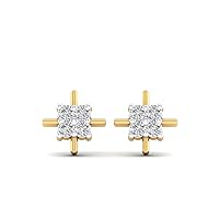 14K Yellow Gold Plated Round AAA Cubic Zirconia Cross Square Cluster Mini Stud Earrings