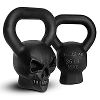 Yes4All Skull Kettlebells 25, 35 lbs - Cast Iron Kettle Bell with Anti Slip Powder Coated Handle - Strength Training Kettlebells for Weightlifting, Conditioning & Cross Training