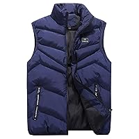 Mens Vests Outerwear Cotton Puffer Vest Sleeveless Jacket Winter Casual Thick Warm Outerwear Coat For Travel Hiking