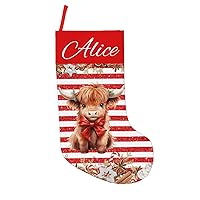 Personalized Highland Cow Christmas Stocking 18inch - Custom Christmas Stockings