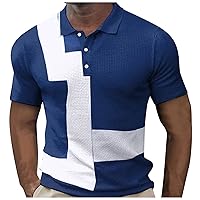 Mens Colorblock Golf Shirt Casual Short Sleeve Polo Shirts Slim Fit Workout Tee Summer Tops for Men Athletic Pullover