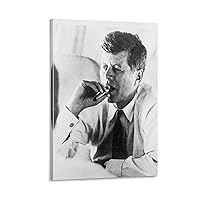 generic Vintage Portrait of President John F. Kennedy Smoking Cigar Kennedy American Art, Poster Canvas Art Poster And Wall Art Picture Print Modern Family Bedroom Decor Posters 12x18inch(30x45cm)