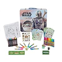 Innovative Designs Star Wars Mandalorian Baby Yoda Deluxe Activity Set for Kids with Carrying Tin, Coloring Sheets, Tattoos, Stickers, & Art Supplies, 500+ Pieces