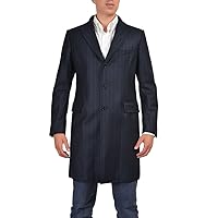 Blue 100% Wool Striped Three Button Coat US 2XL IT 56;