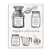 Stupell Industries Kitchen Conversion Chart Neutral Grey Word Drawing, Design by Artist Daphne Polselli Wall Art, 10 x 15, Off- White