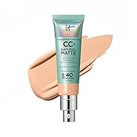CC+ Cream Natural Matte Foundation with SPF 40 - Shine-Reducing & Long-Wear Full Coverage Foundation For Oily Skin - With Hyaluronic Acid - Fragrance Free & Non-Comedogenic - 1.08 fl oz