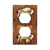 Hunting Bear Deer 1 Gang Outlet Wall Plate Covers Duplex Receptacle Wallplate Decorative Faceplate Electrical for House Farm House Decor (Plastic)