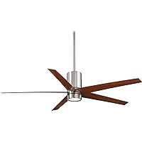 F828-BN/DW Symbio 56 Inch Ceiling Fan with Integrated LED Light and DC Motor in Brushed Nickel Finish and Dark Walnut Blades
