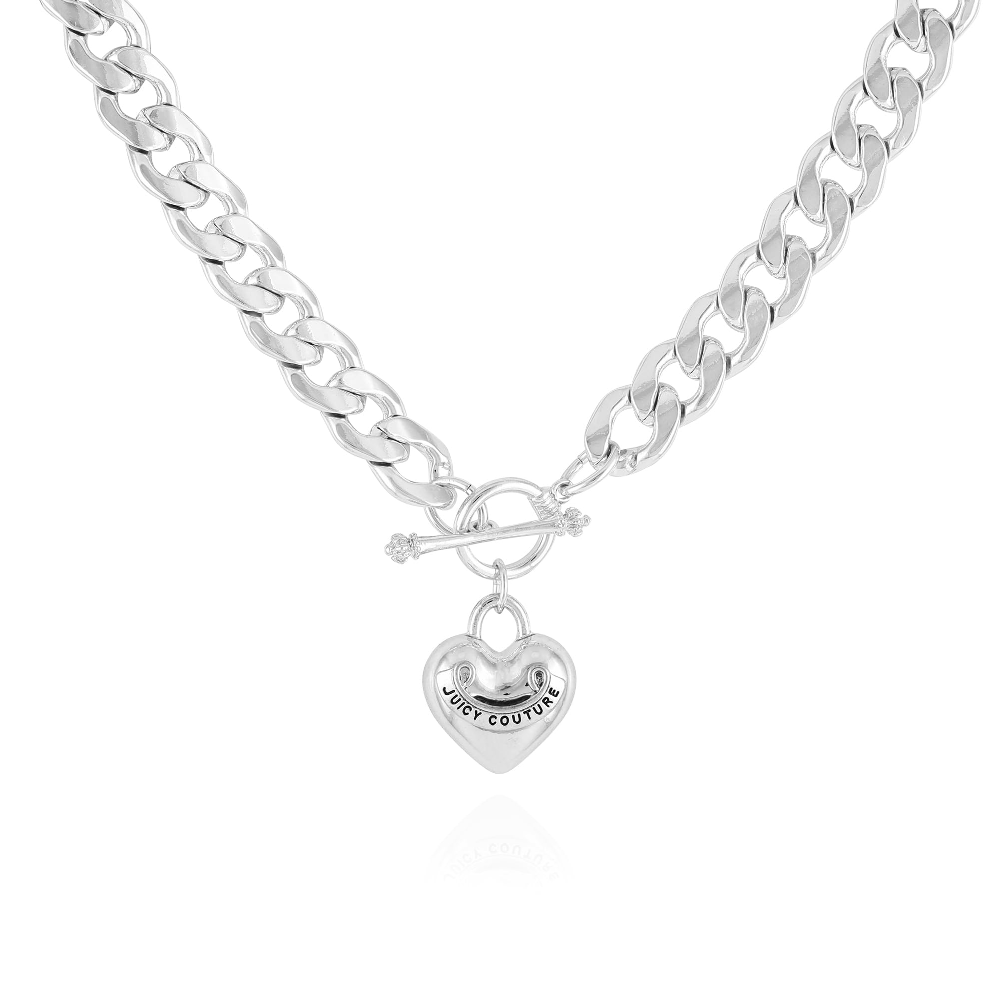 Juicy Couture Silvertone Heart Charm Necklace for Woman