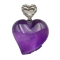 Natural Purple Amethyst Quartz Crystal Heart Love Uruguay Rare Pendant 21x22mm AAAAA