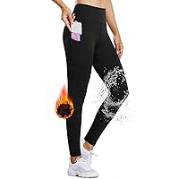 BALEAF Women's Fleece Lined Leggings Water Resistant Thermal Winter Warm Tights High Waisted with Pockets Running Gear