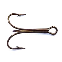 3551 Classic Treble Standard Strength Fishing Hooks | Tackle for Fishing Equipment | Comes in Bronz, Nickle, Gold, Blonde Red, [Size 6/0, Pack of 5], Bronze
