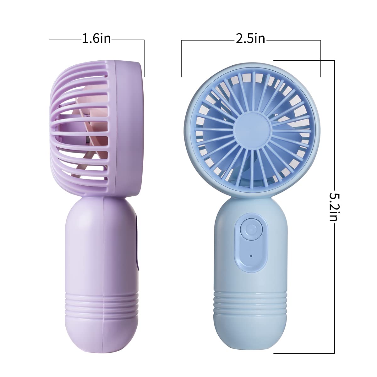 VanSmaGo 3Packs Portable Handheld Mini Fan, USB Rechargeable Personal Fan, Battery Operated Small neck Fan with 3 Speeds for Travel/camping/Outdoor/Home/Office (Pink+Blue+Purple)