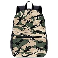 Weapon Camouflage Pattern Laptop Backpack for Men Women 17 Inch Travel Daypack Lightweight Shoulder Bag