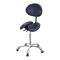 Master Massage Berkeley Split Seat Saddle Stool with Backrest with Two Tilting options, Royal Blue