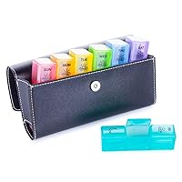 BUG HULL Pill Organizer 3x a Day with PU case, Travel Pill Organizer 3 Times a Day, 3 a Day Pill Organizer for Travel, Weekly Pill Boxes and Organizer 3 Times a Day, Pill Case, Medicine Pill Organizer