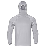 Men's UPF 50+ Sun Protection Hoodie Lightweight Long Sleeve Thumbholes SPF/UV Shirt Mask Workout Running Shirts