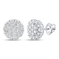 10K White Gold Mens Diamond Dazzling Earrings 1-5/8 Ctw.