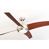 AireRyder Deckenventilator Borealis mit Beleuchtung und Fernbedienung, Gehäuse Satin Nickel, Flügelfarbe Walnuss, 122 cm