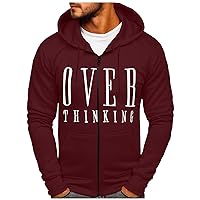 Hoodies Men,Plus Size Long Sleeve Slim Fit Letter Graphic Hooded Sweatshirt Pocket Jacket Coat Outwear