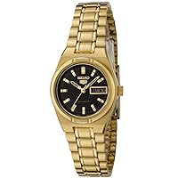 Seiko Women's SYM602 5 Automatic Black Dial Gold-Tone Stainless Steel Watch