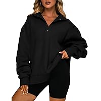 Womens Oversized Half Zip Sweatshirt Quarter Zip Pullover Long Sleeve Hoodie Sweater Teen Girls Y2K Fall Tops 2023