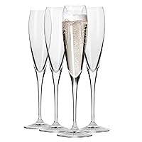 Krosno - Perla Champagne Glasses 4 x 5.7 fl oz | Set of 4 | Champagne Flutes | Prosecco | Wedding Gift | Dishwasher Safe | Crystalline Glass | Durable | Scratch Resistant | Gift Idea | Made in Europe