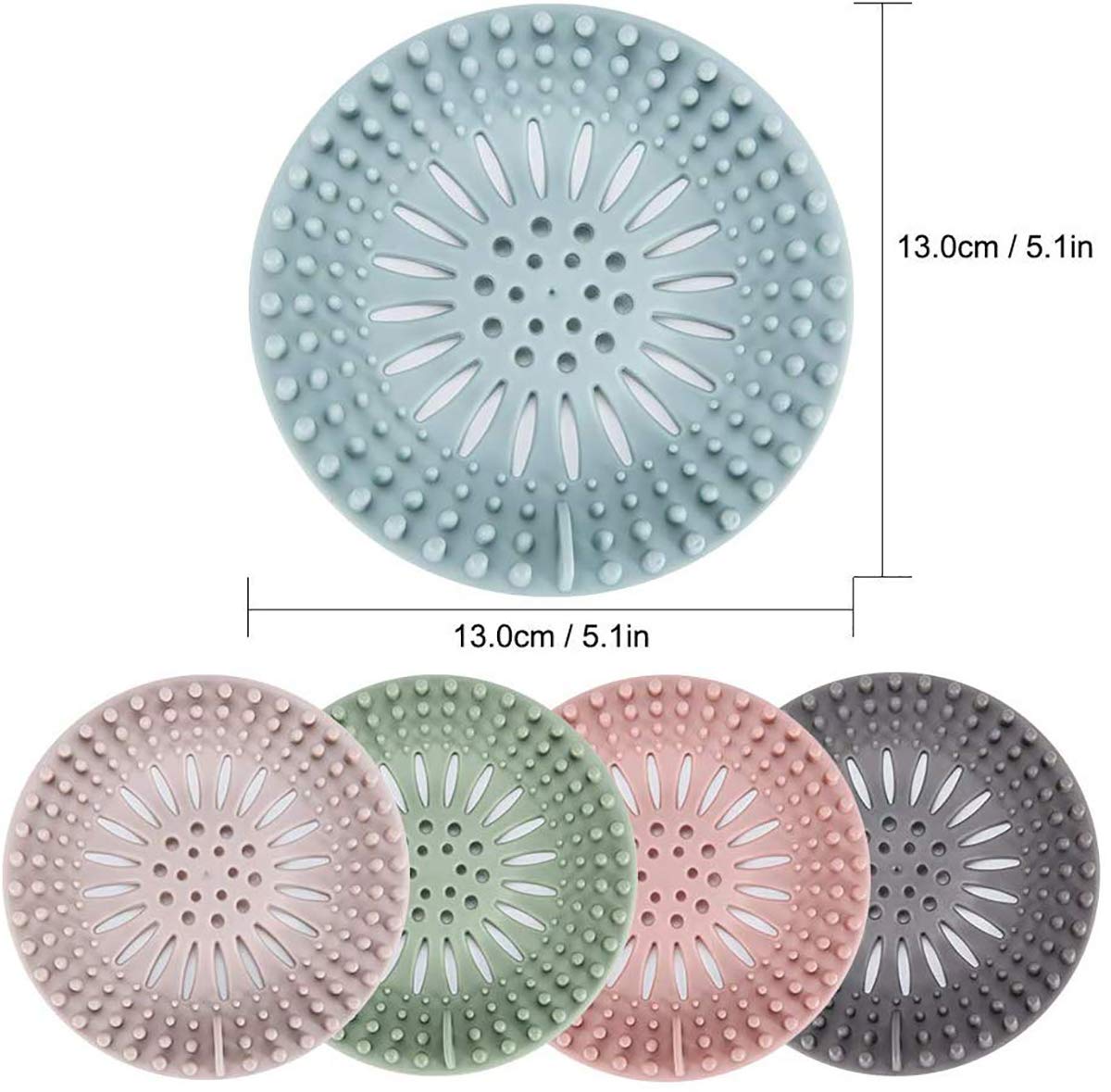 Emoly Silicone Hair Catcher Shower Drain Covers, Easy to Install and Clean Suit，Universal Rubber Sink Strainerfor Bathroom Bathtub and Kitchen (5 Pack)