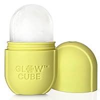 Glow Cube Ice Roller For Face Eyes and Neck To Brighten Skin & Enhance Your Natural Glow/Reusable Facial Treatment to Tighten & Tone Skin & De-Puff The Eye Area (Pastel Yellow)