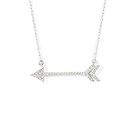 Sterling Silver 1/8CT TDW Diamond Arrow Pendant Necklace Love Gift for Women(I-J, I2)