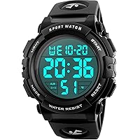 kieyeeno Men's Digital Sports Watch Waterproof 5ATM Face Outdoor Sports LED Backlight Stopwatch Alarm Clock Timer