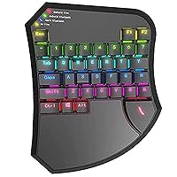 Portable Mini Mechanical Gaming Keyboard, Small One-Hand Control, With Feel Wide Hand Rest for Computer Game Playing black(Black)