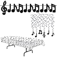 Music Musical Notes Party Decorations Table Cover Hanging Whirls Foil Streamer Bundle Pack
