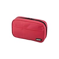 LIHIT LAB Zipper Pen Case, 7.9 × 2 × 4.7 Inches, Coral (A7551-103)