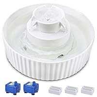 Ceramic Cat Water Fountain, 2.1L/71oz Cat Fountain with 3 Carbon Filters and 2 Water Pumps, Cupcake Pet Water Fountain for Cats and Dogs (White)