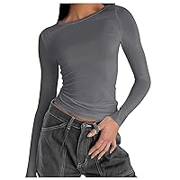 Women Short Sleeve Shirt Basic Crop Tops Fashion 2024 Layering Stretch Slim Fitted Y2K Top Henley T Shirts Streetwear