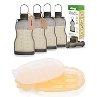 haakaa Silicone Nibbler Tray &Breast Milk Storage Bag Set-Breastmilk Teething Popsicle Mold|Baby Food Storing Yummy Pouch