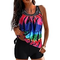 AODONG Plus Size Tankini Swimsuit for Women Modest Tankini Swimsuits for Women Athletic Tank Top with Boyshorts Swimwear
