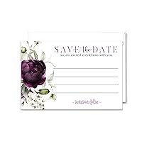 Purple Passion Save the Date with Envelopes, All Occasion Cards for Wedding Invitations, Birthday, Graduation, Modern Floral, 3.5x5, 25 Pack