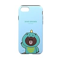 LINE FRIENDS KCL-JDD001 iPhone SE (3rd Generation / 2022) Case, JUNGLE BROWN DUAL GUARD (Line Friends), 4.7-Inch iPhone Back Cover, Wireless Charging, iPhone SE (2nd Generation)/8/7, Authentic Product