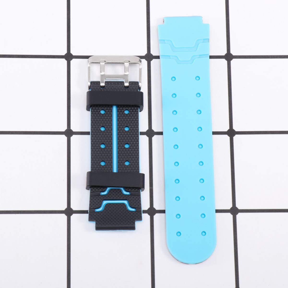 NICERIO Kids Watch Strap - Silicone Strap Waterproof Strap Boys and Girls Universal Strap for Four Generations of Childrens Phone Watches(Black and Blue)
