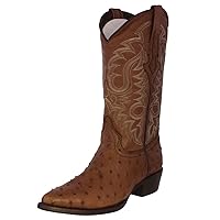 Texas Legacy Mens Brown Western Leather Cowboy Boots Ostrich Quill Print J Toe